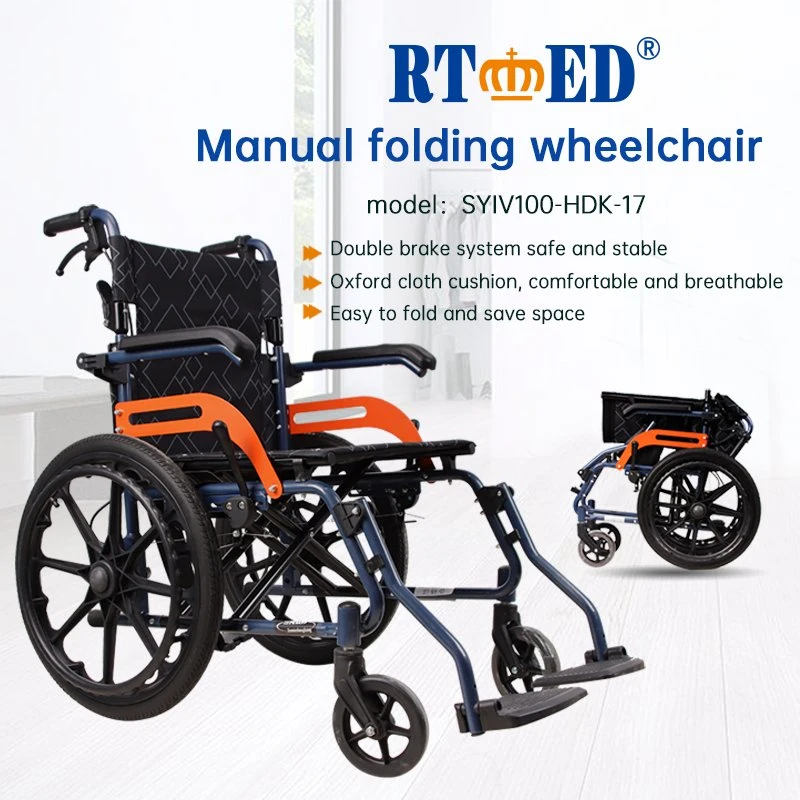 Peso ligero de aleación de aluminio plegable silla de ruedas manual económica