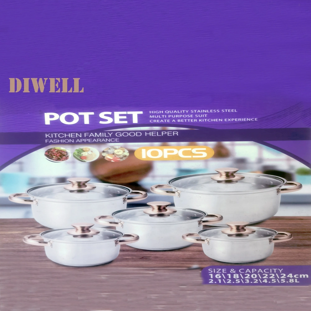 Diwell China Factory 10 Piece Multipurpose Cookware Set 16cm 18cm 20cm 22cm 24 Cm Stockpot