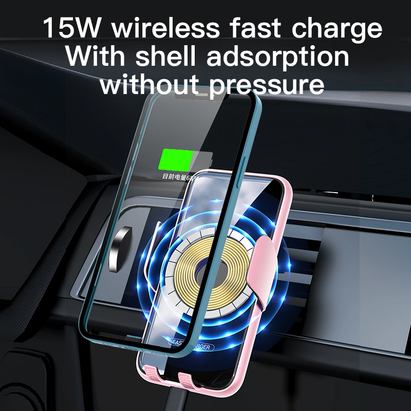 15W Qi Air Vent Infrared Smart Sensor Fast Charging Cell Phone Car Holder Gravity Automatic Clamping Wireless Car Charger Mount