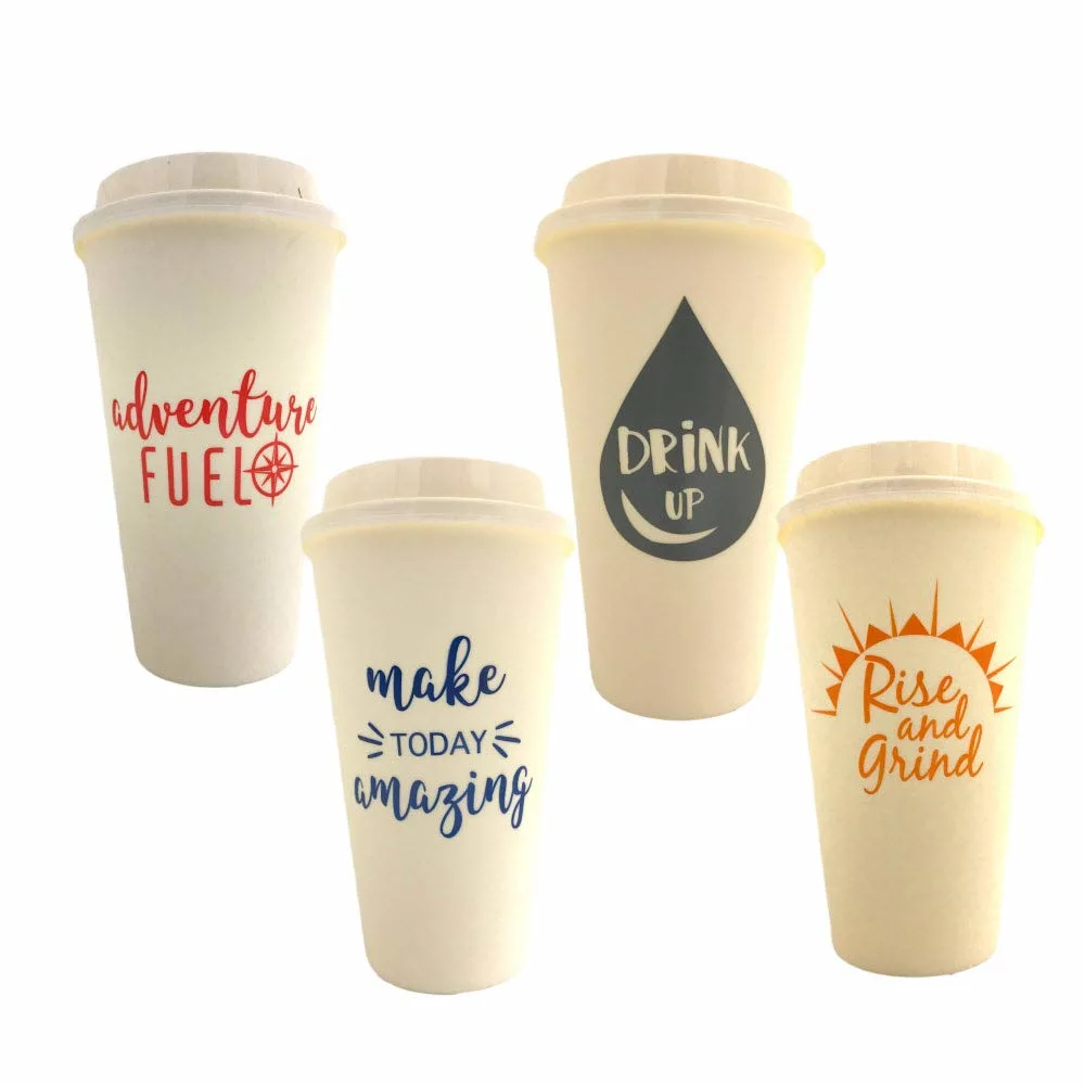 Couvercles plastique réutilisable boissons chaudes froides 8 ensemble 16 onces Tasses de voyage