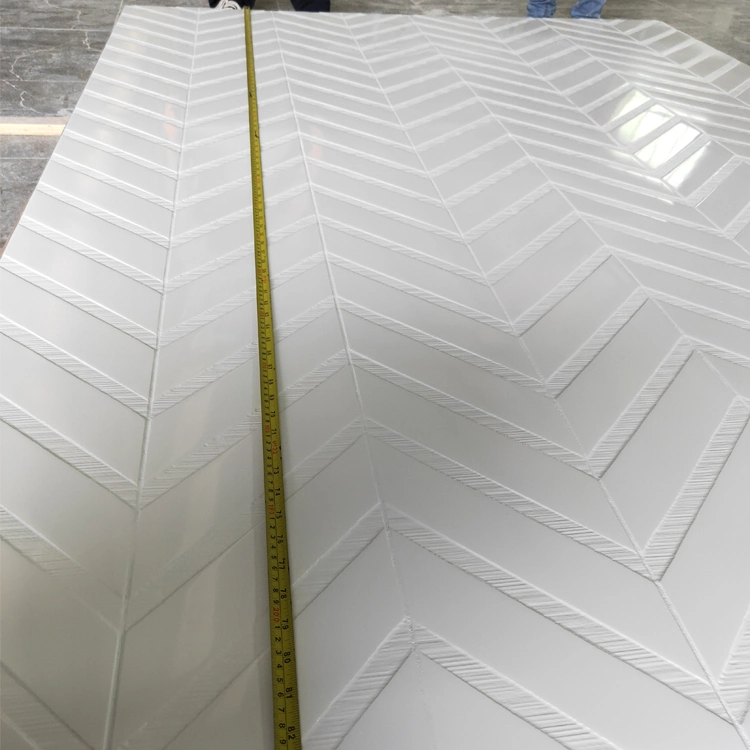 3X8 Chevron Solid Surface White Cultured Marble Tub Surround Shower Wall Panel for American Hotel