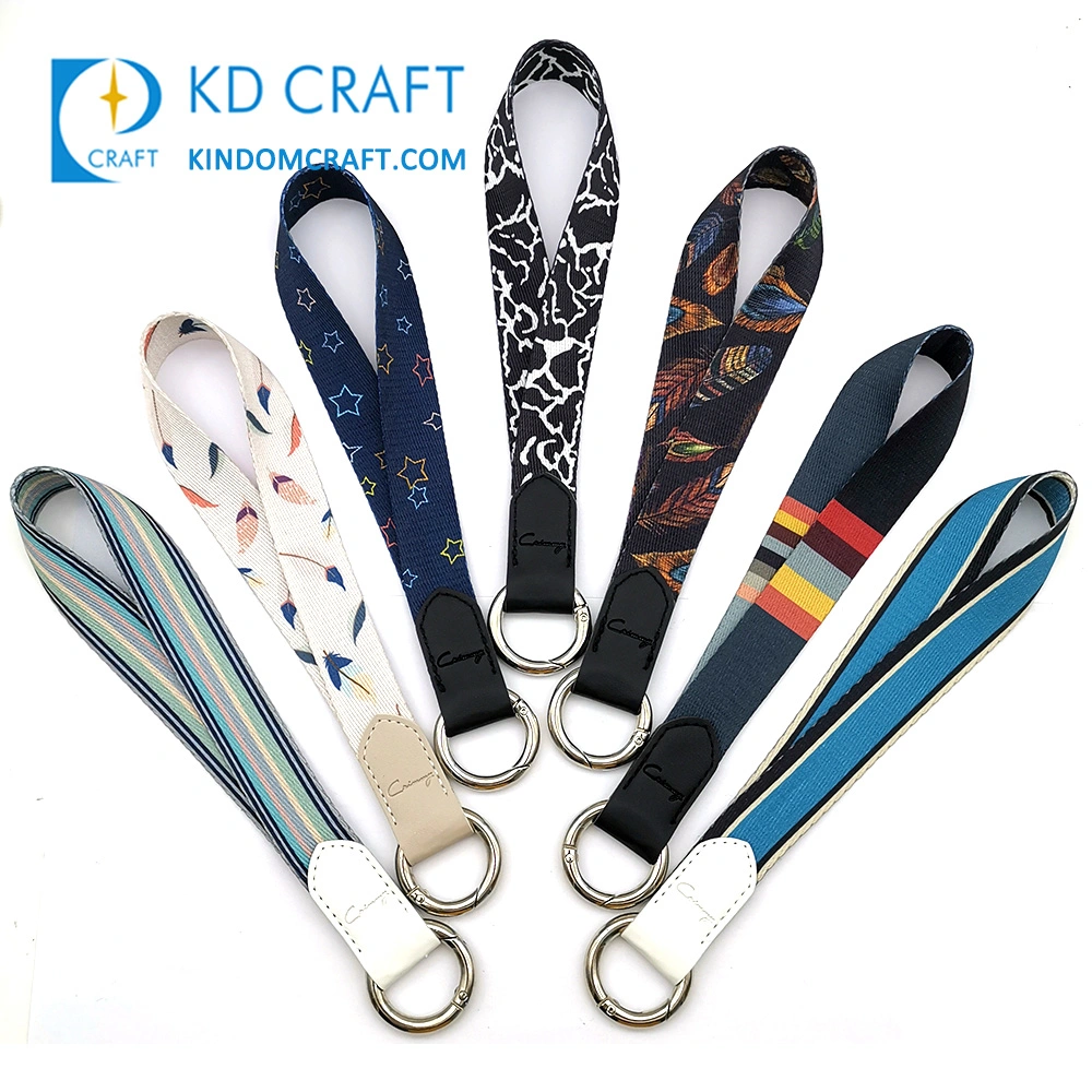 Free Sample Bottle Opener Nylon Printed Key Chain Keyring Neck Strap Personalizado Custom Short Keychain Lanyard with Carabiner