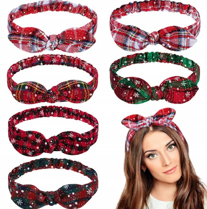 Christmas Headbands Bow Boho Knot Headwrap Retro Elastic Rabbit Ear Cute Stretchy Hair Headbands Accessories for Girls and Women