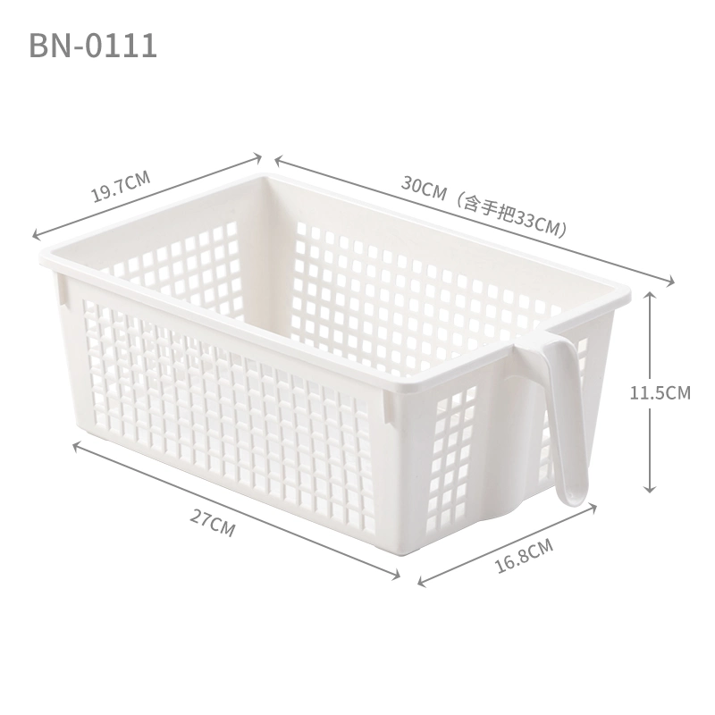 Plastic Kitchen Fruit Vegetable Drain Organizer Daily Sundries Storage Basket with Handle