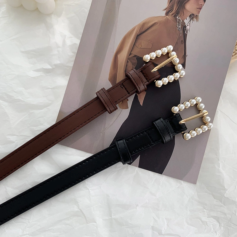 Woman Coat Suit Sweater Belt Decoration PU Leather Material with Pearl Metal Buckle New Design Fashion Wholesale/Supplier Belt Bl-3023