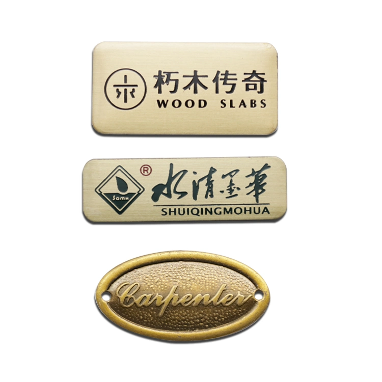 Brass Metal Plate Craft Gift Sticker Advertising Brand Logo Furniture Kitchen Appliance Fashion Garment Shoe Bag Label Tag