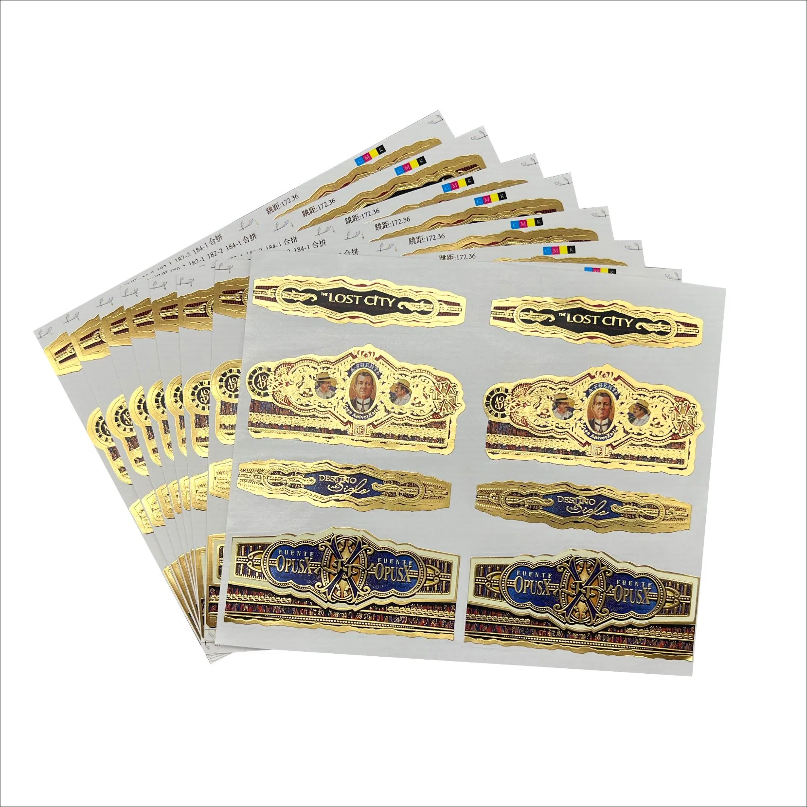 Factory Custom Minsda Custom Printing High quality/High cost performance  Embossing Cigar Ring Band Labels