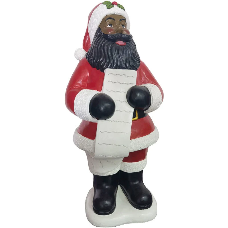 Custom Christmas Decor, Resin African American Santa Tabletop Sculpture Black Santa Claus