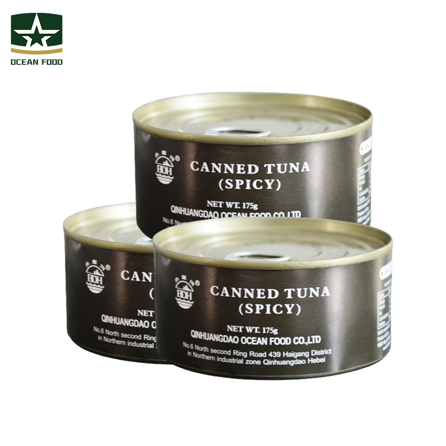 Health Food Seafood Fish Cans Fast Food Nutritious Spicy Canned Tuna for Outdoors