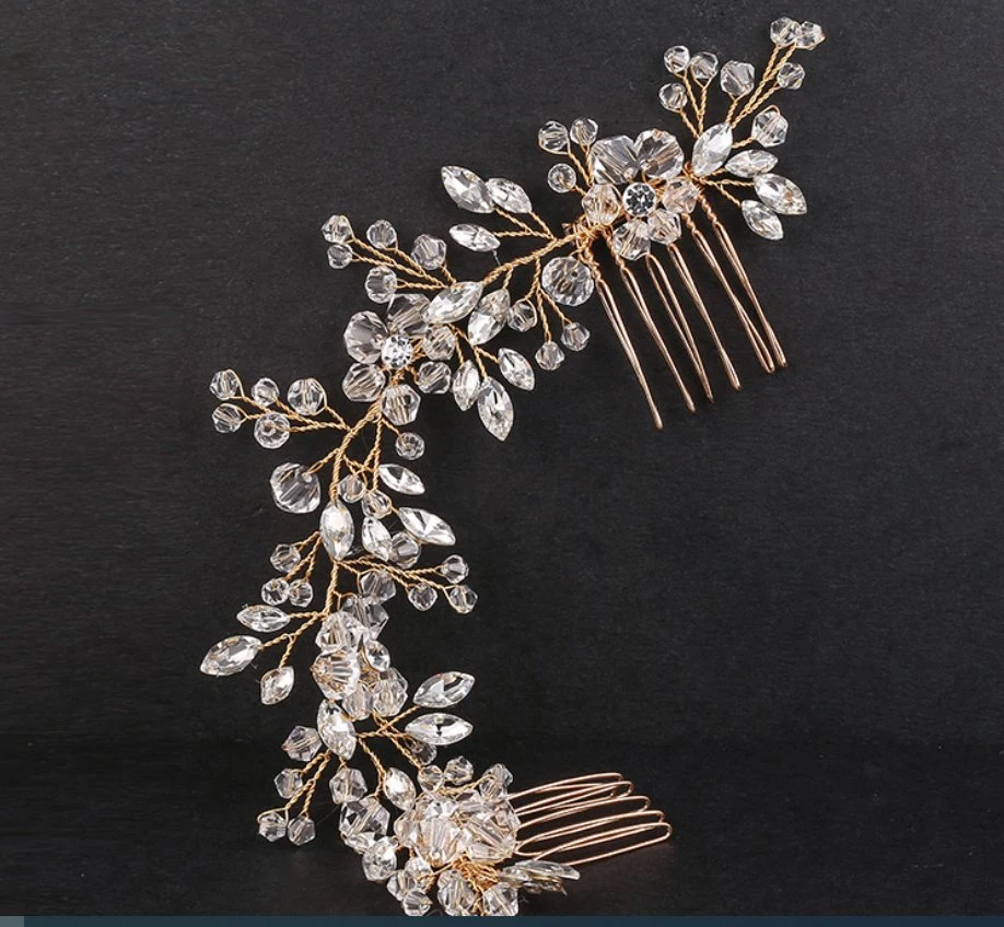 Bridal Wedding Crystal Hair Vine with Double Combs. Bridal Vintage Crystal Hair Comb Headpiece. Bridal Hair Accessories