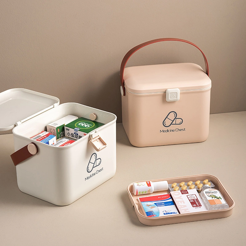 Outdoor Family Medicine Box Double-Layer Large-Capacity First Aid Kit Portable Small Emergency Box Medicine Storage Box