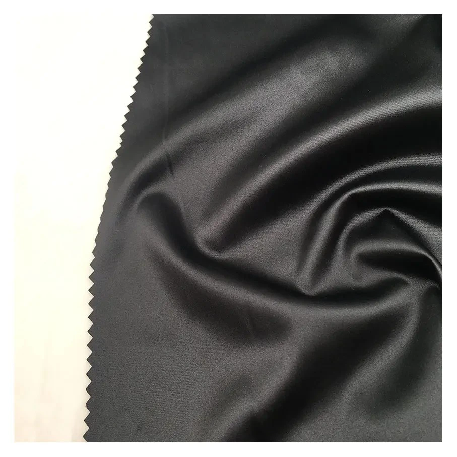 Crepe Satin Fabric 95% Polyester 5% Gold Wire Shiny Strip Sheer Satin Fabric for Women Wearg