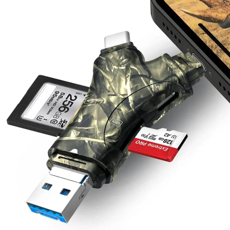 SD/Micro-SD/TF Memory Card Reader to View Hunting Game Camera Photos or Videos on a Smartphone