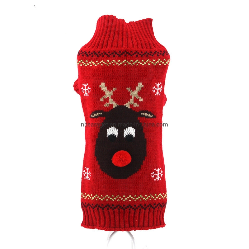 Pet Christmas Sweater Dog Cat Christmas Reindeer Snowflakes Turtleneck Knit Sweater Winter Soft Warm Stretch Pullover Jumper Christmas Clothes Apparel Esg12469