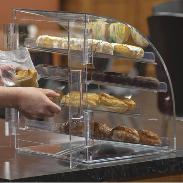 Clear Acrílico Countertop Alimentos para el Postres de Donut Mostrar caso