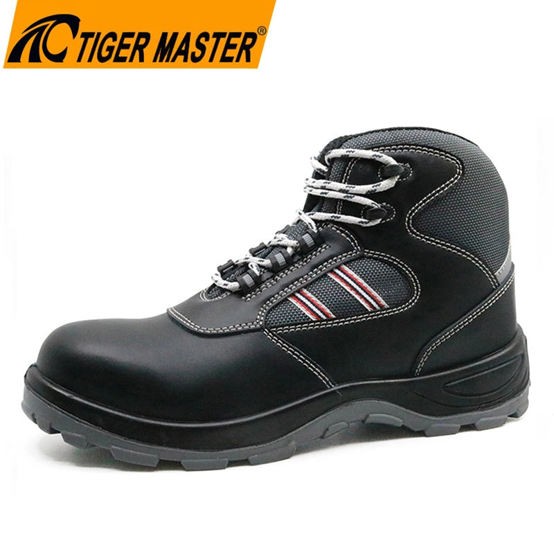 Black Leather Oil Acid Resistant Anti Slip PU Sole Steel Toe Prevent Puncture Anti Static Mechanics Working Safety Boots for Men