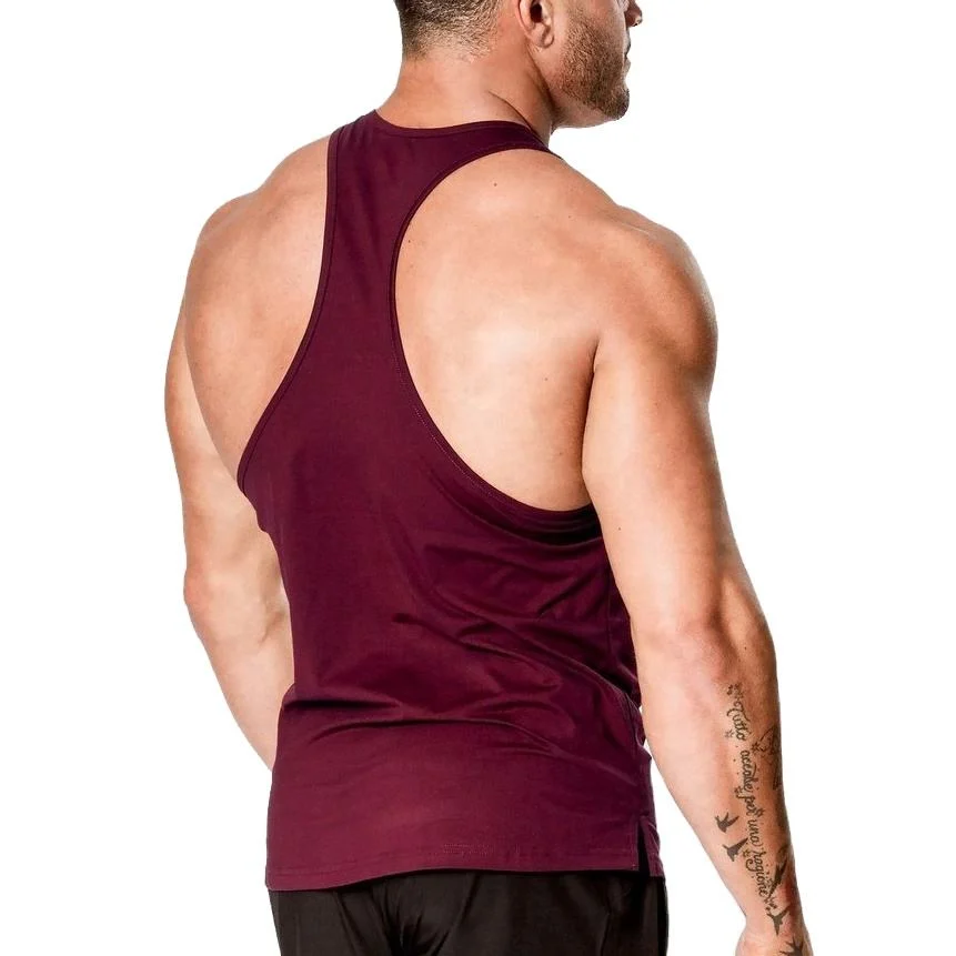 Vente en gros logo personnalisé Imprimer Fitness Sport Sporty Sports Stringer Man Hauts sans manches à séchage rapide 100 % coton – Débardeur pour Homme