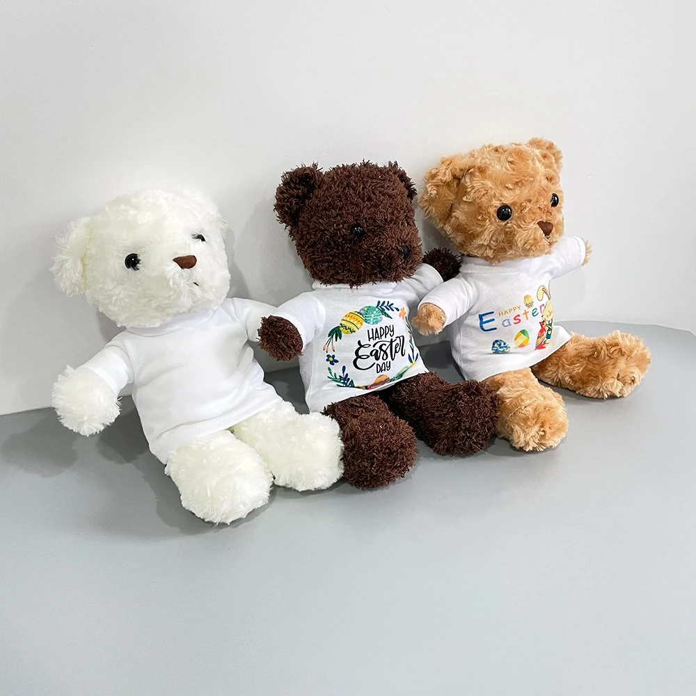 Bear with Removable T-Shirt for Sublimation Sublimation Stuffed Animal with White T Shirt 30 Cm Stuffed Animal with Sublimation Removable T Shirts