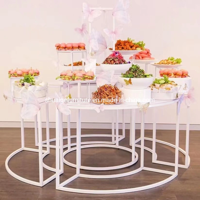 Golden Combination Round Cake Table Cake Display Racks for Wedding