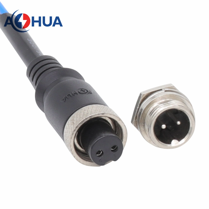 M12 Waterproof Male Plug Female Socket 2 Pin Panel Mount Wire Cable Connector
