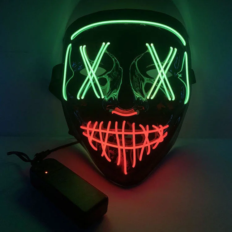 Hot Sale Halloween Party Supplies Two Colors Glow Ghost Scary LED Mask