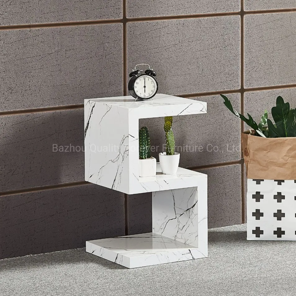 Wholesale Furniture Suppliers Marble Paper MDF Side Table Cheap S-Shape Side Table MDF Coffee Table