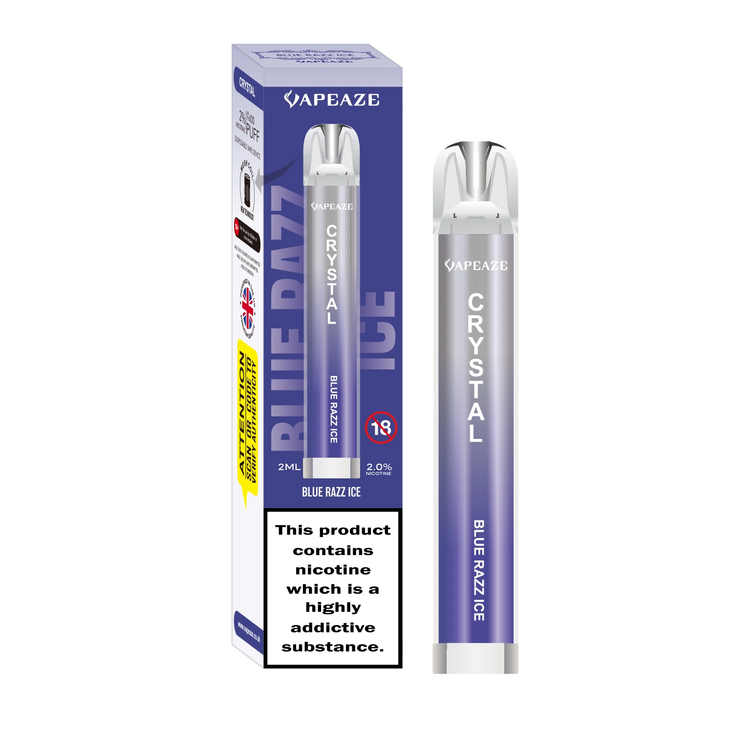 2 ml Crystal Bar 600 800 900 Puff 0% 2% 5 mesh Stylo à bobine E cigarette à usage unique à bobine