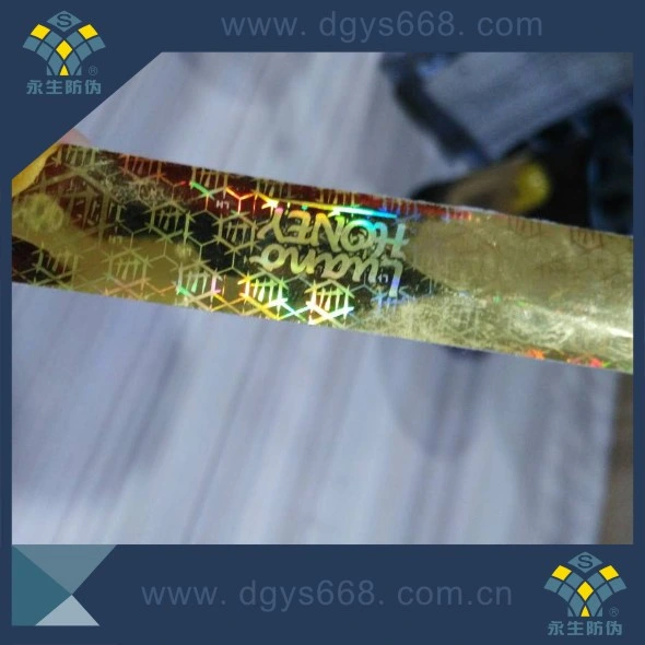 Rendimiento de alta calidad/alto costo de color dorado Hot Stamping Anti-Fake Holograma etiqueta Cinta de seguridad