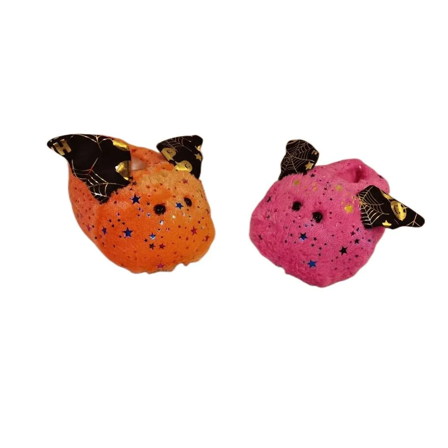 Fashion Cartoon Home Indoor Custom Cute Pink Stuffed Animal Soft Halloween Pumkin Bat Slipper