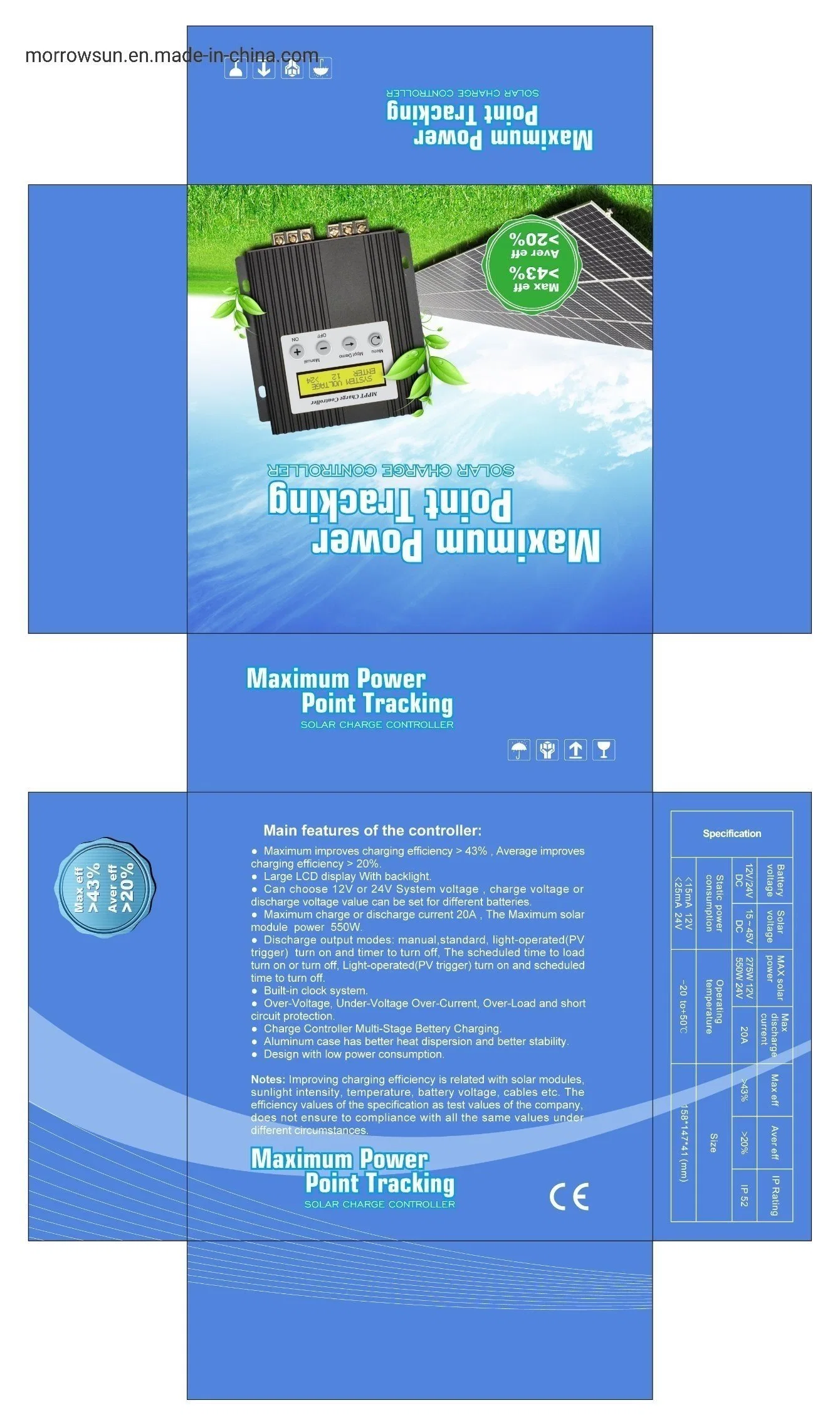 2023 Neues Design Solar Energy MPPT maximale Leistung Batterie laden Controller mit Punktverfolgung