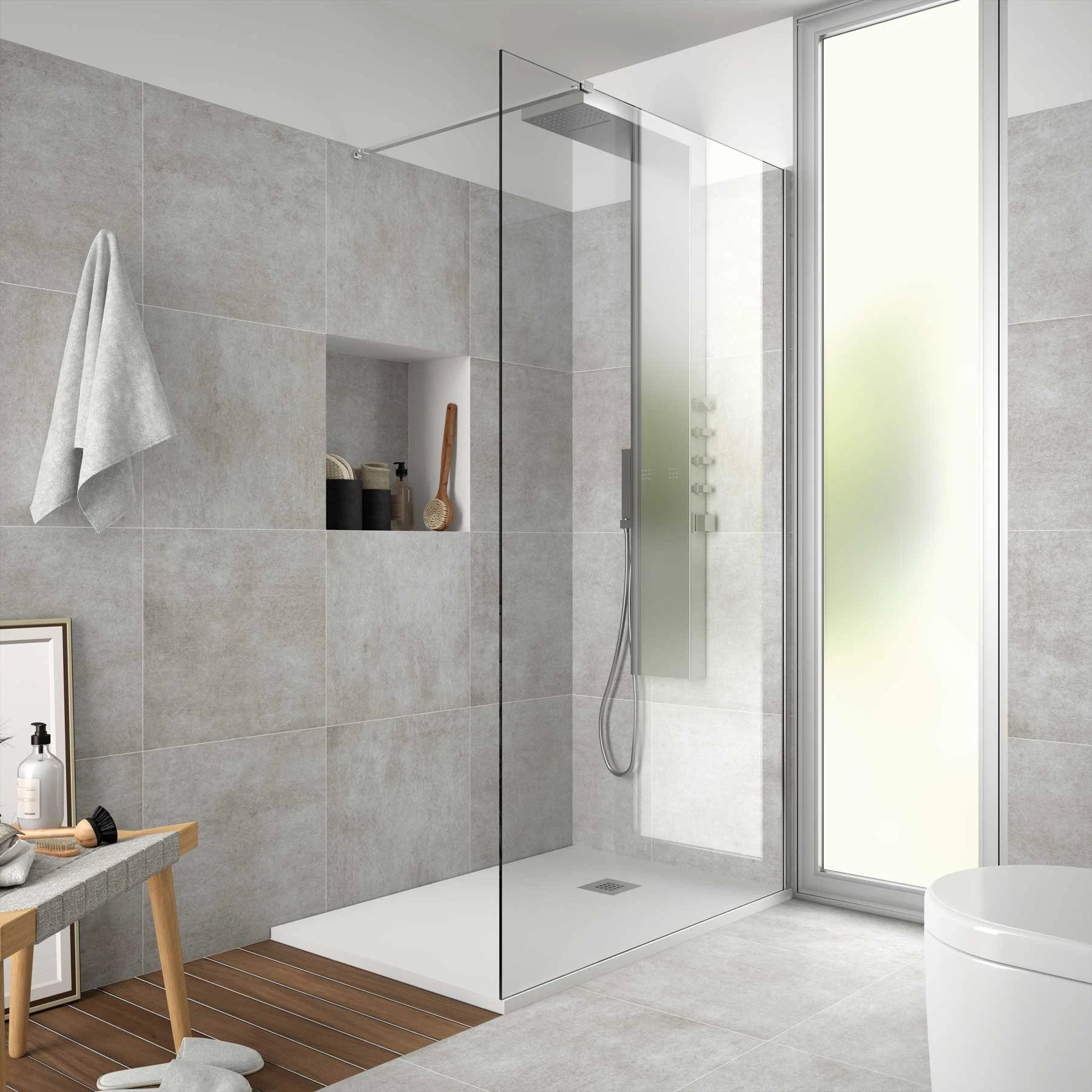 China Bathroom Frosted Tempered Shower Glass Door