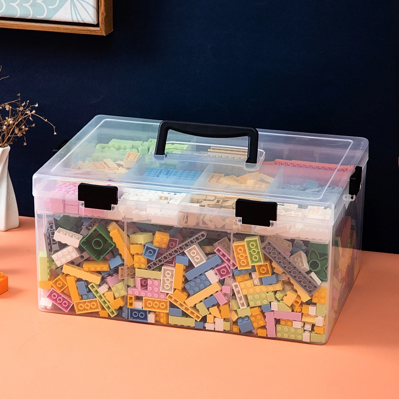 3626-O Transparent Stackable Kids Storage Box Toys Organizer with Compartments Plastic Blocks Organizer Box