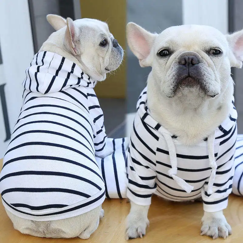 La moda de rayas con capucha ropa de algodón mascotas