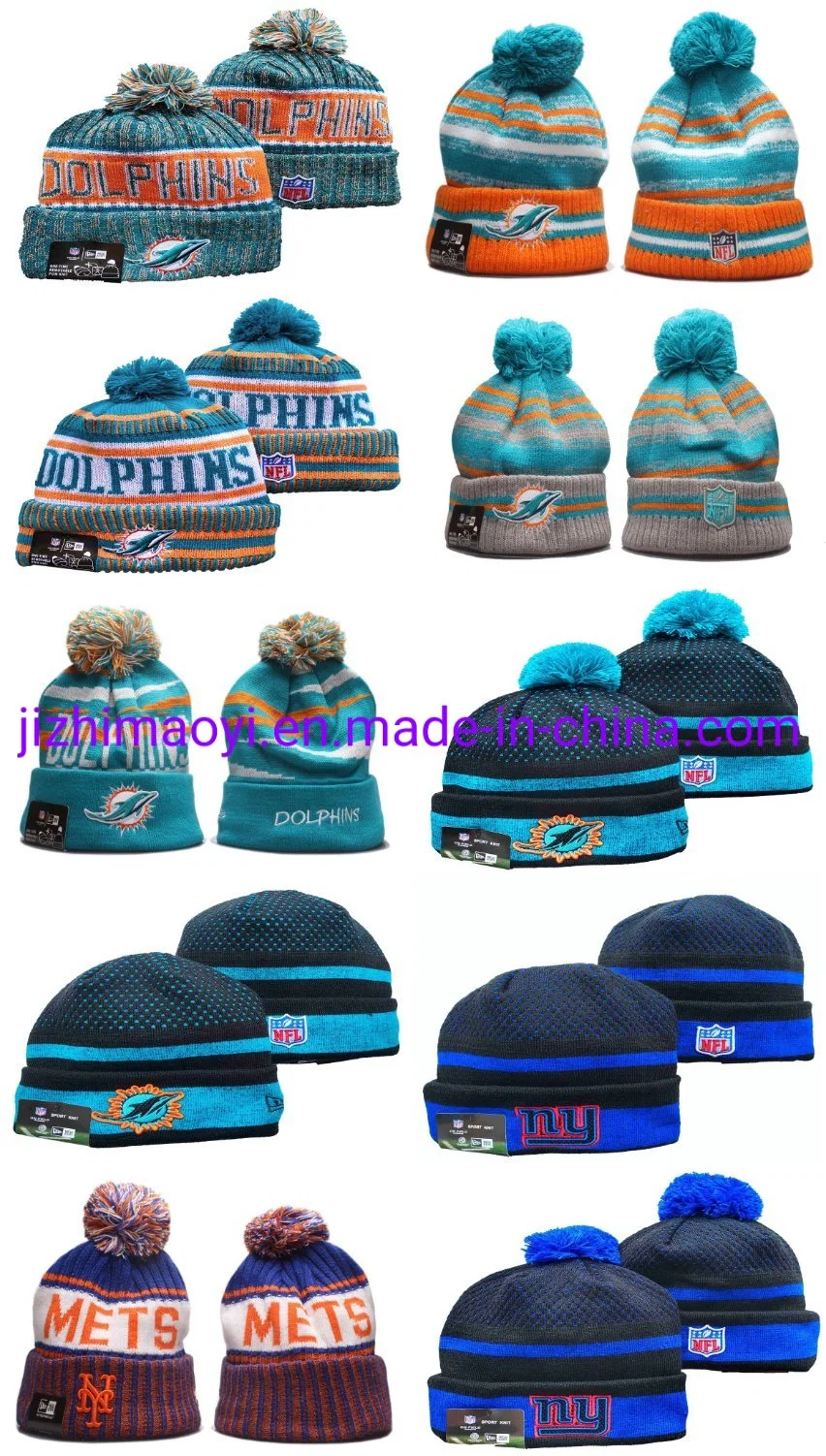 Manías al por mayor mejor venta Sombreros Delfines Mets N-FL Nueva York Miami Invierno Cuffed punto gorra ropa deportiva