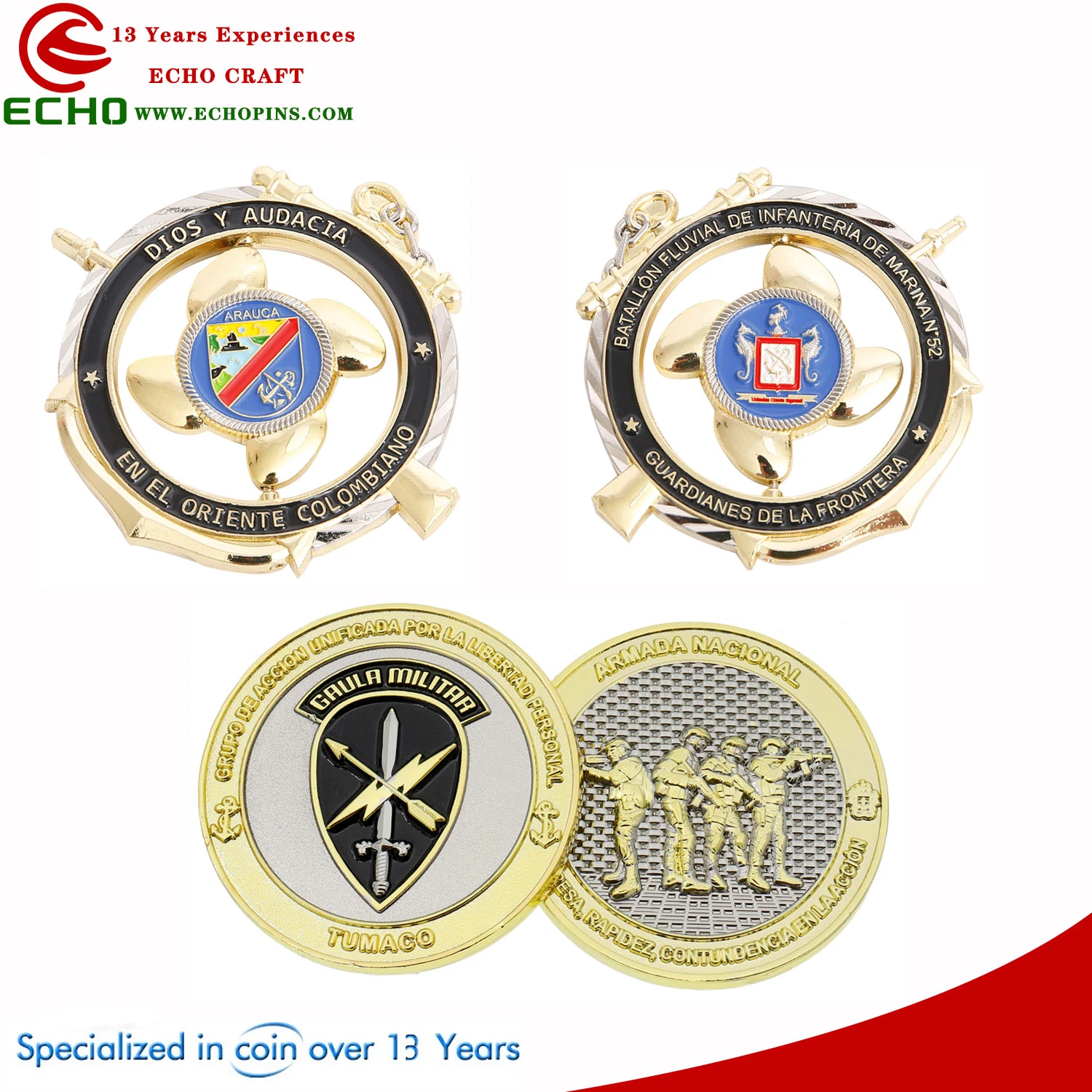 Double Gold Silver Plated 3D Souvenir Coins Hollow out High Quality Custom Design Professional Chinese Factory Make Your Own Military Challenge Coin