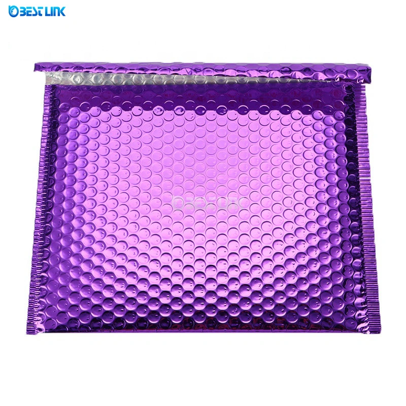 Custom Printing Purple Bubble Envelopes Metallic Bubble Bag Laminated Foil Protective Express Mailing Bag (28*22cm+4cm)