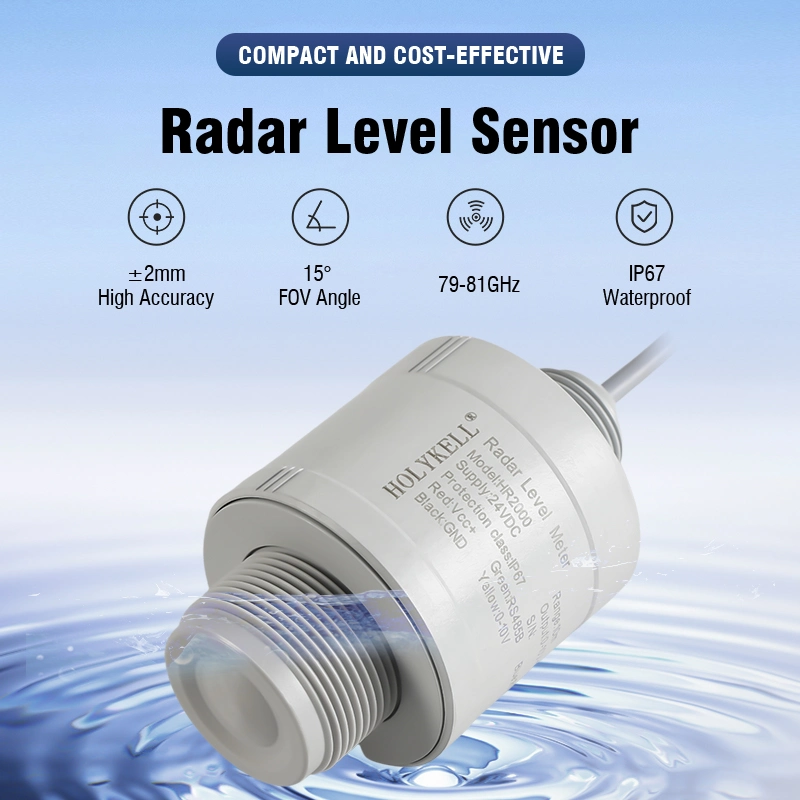 4-20mA RS485 Modbus Mesures de niveau continu 80GHz Capteur de niveau radar Transmetteur pour la mesure du niveau de liquide.