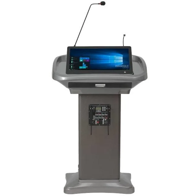 Confernece Hotel Lectern amplificador de altavoz micrófono inalámbrico 21,5inch pantalla Aio Multimedia Podium