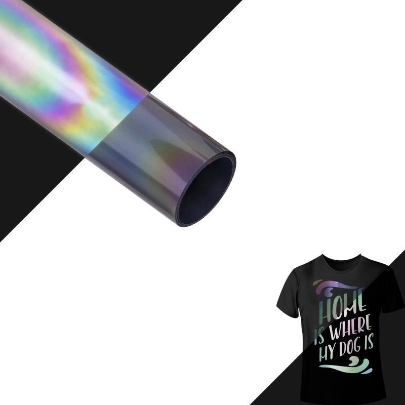 Holographic Reflective Heat Transfer Lettering Film Rainbow Reflective Iron on Vinyl for T-Shirt Logo Stickers