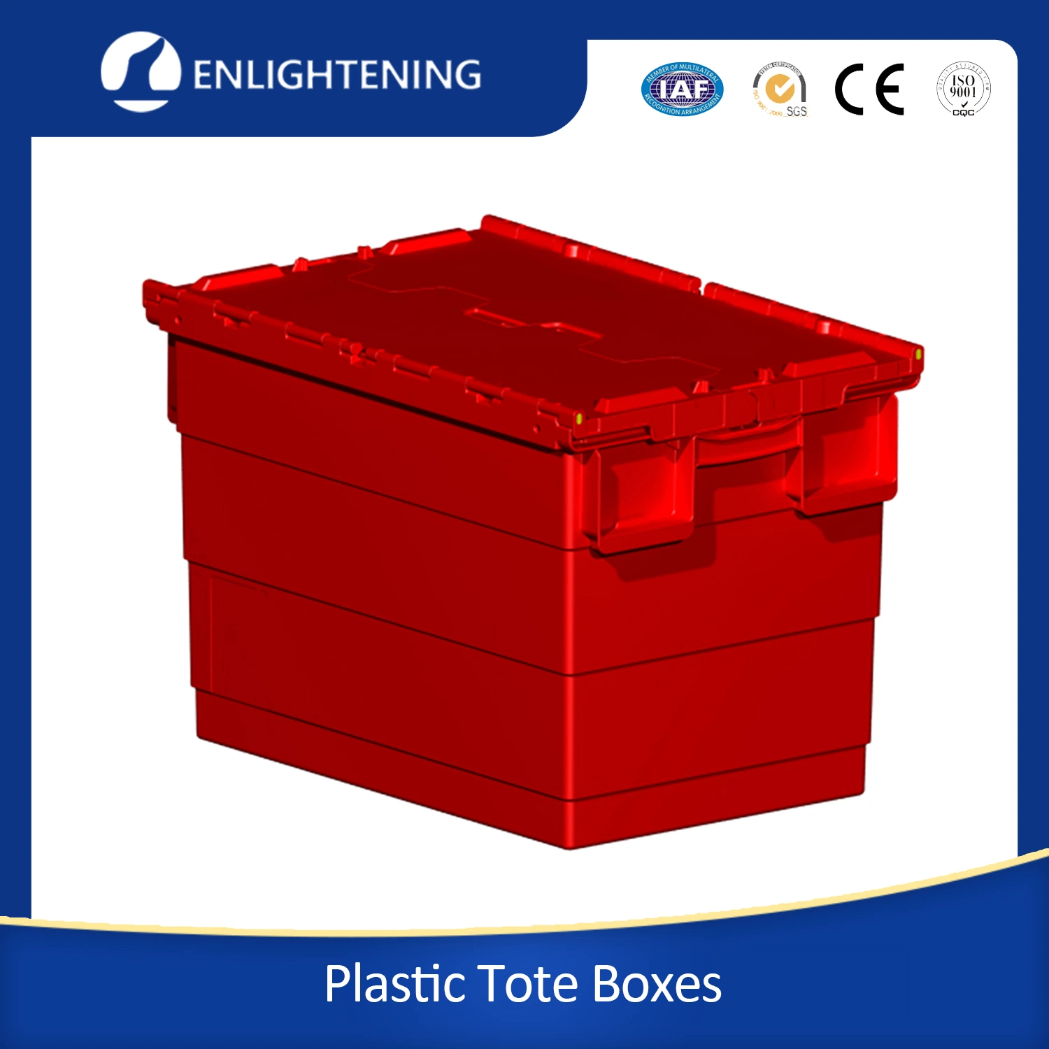 Plastic Durable Use Turnover Box /Hinge Lid Moving Container /Extra Strong Tote Boxesnestable Container Plastic Tote Box for Store storage and Transfer