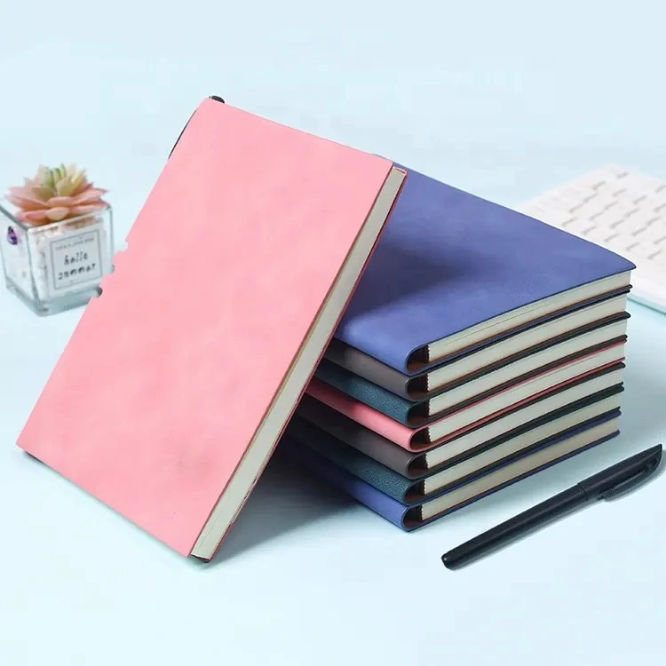 Customized Logo Printing A5 Size Business Notepad PU Leather Notebook with Pen Slot