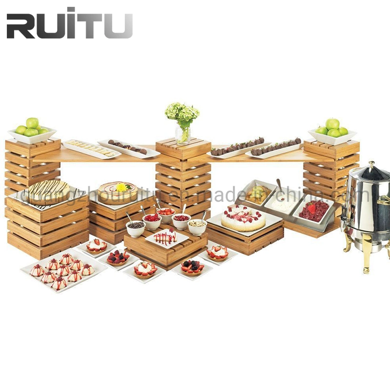 Беспроводной доступ в Интернет Оборудование предприятий общественного питания партии в сочетании уровней из нержавеющей стали 3 уровней Cupcake стенд случае торт Server дерева подъемников дисплей деревянные десертов подставки