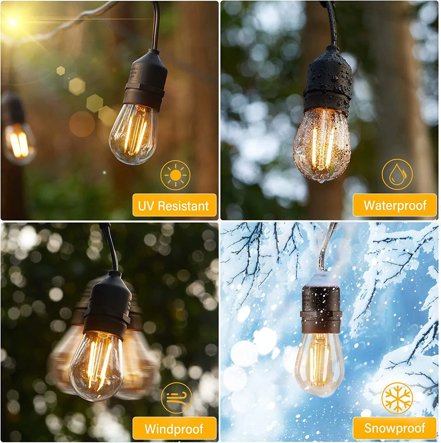 S14 Bulb 1W Warm Plastic Light Bulb Outdoor Waterproof LED Lights E27