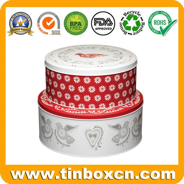 5 Pieces Metal Round Cake Tin Box Set for Gifts