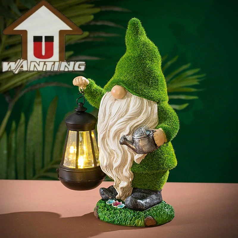 Polyresin Gnomes Luz Solar bienvenida señal decoración ornamentos Yard exterior Iluminación de paisajes