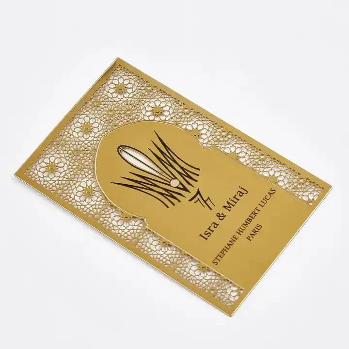 Gold Metal Engraved Nameplate Carved Information Plate Etching Hollow Card