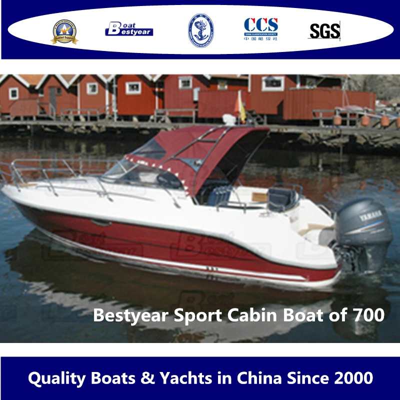 Bestyear 7m 22FT Fiberglass High Speed 700 Cabin Cruiser Boat Sport Outboard Motor