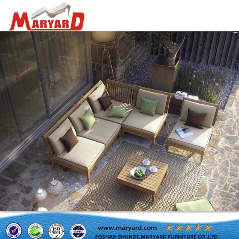 Outdoor Garden Furniture Aluminum Frame Teak Combination Sofa Set