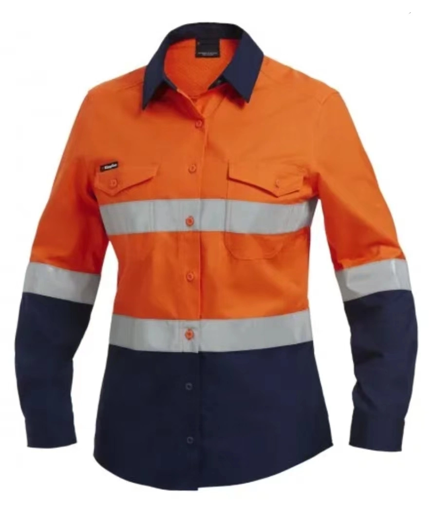 Armor Women Workwear High Visibility Cotton Hi Vis Cotton Long Sleeve Work Shirt