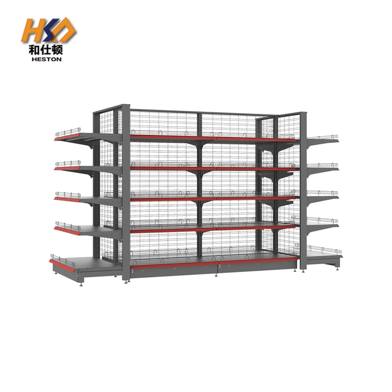 New Style Steel and Wood Material Supermarket Display Rack Shelf